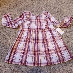 Jumping Beans Toddler Girl 4T Plaid Dress Burgundy Pink Sparkle Valentines
